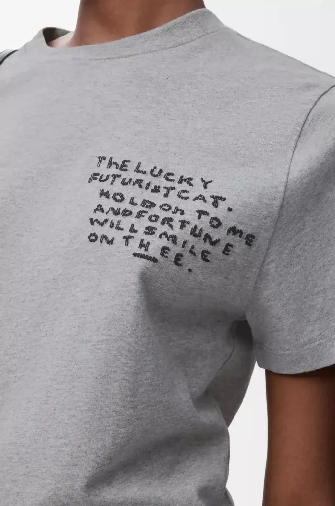 Camiseta de corte recto en algodón gris jaspeado