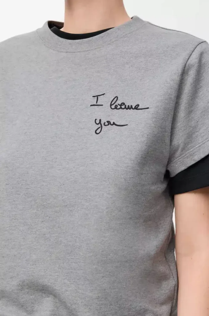 Camiseta de corte recto en algodón gris jaspeado