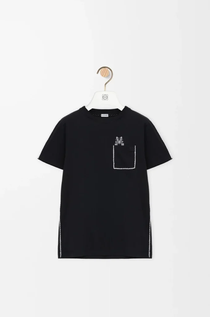Camiseta de corte recto en algodón Negro
