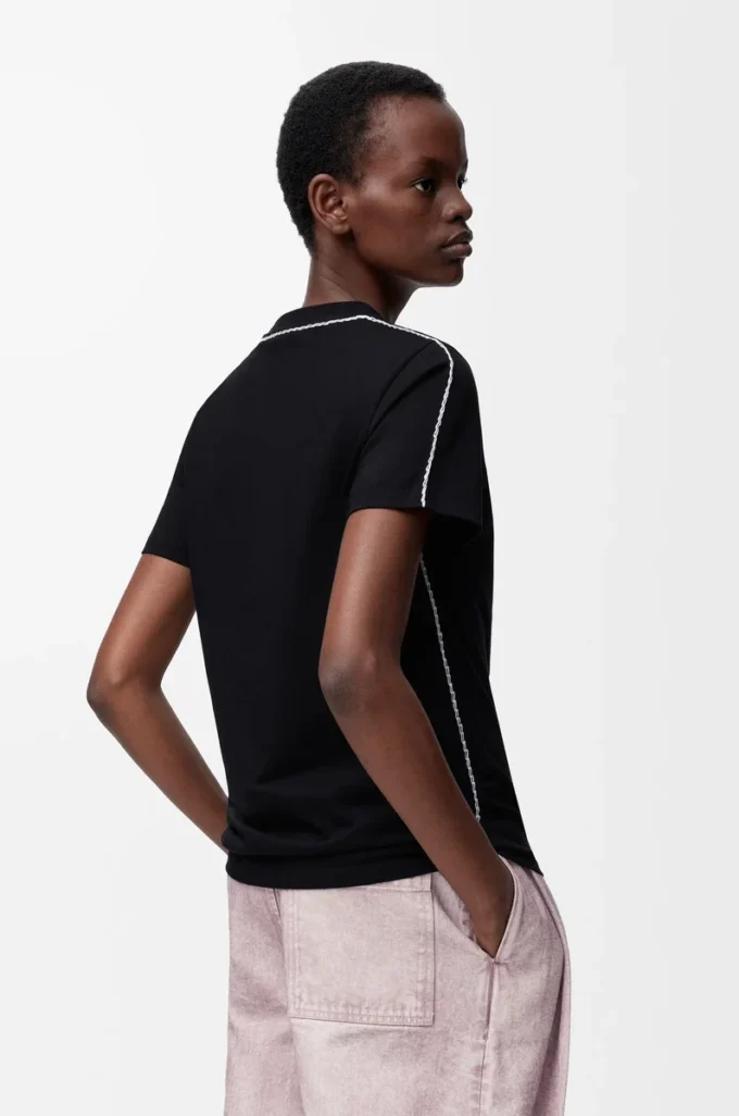 Camiseta de corte recto en algodón Negro