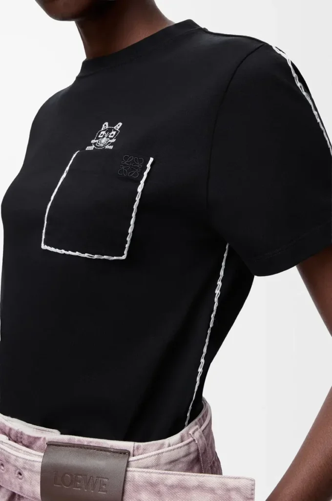 Camiseta de corte recto en algodón Negro