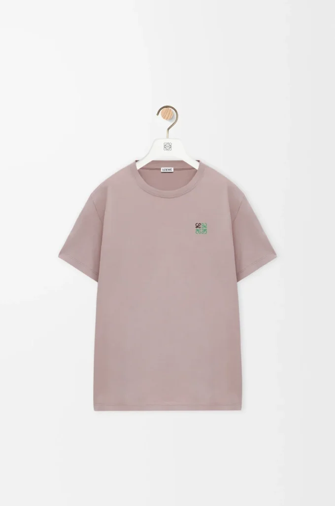 Camiseta de corte recto en algodón rosa claro Camiseta de corte recto en algodón rosa claro