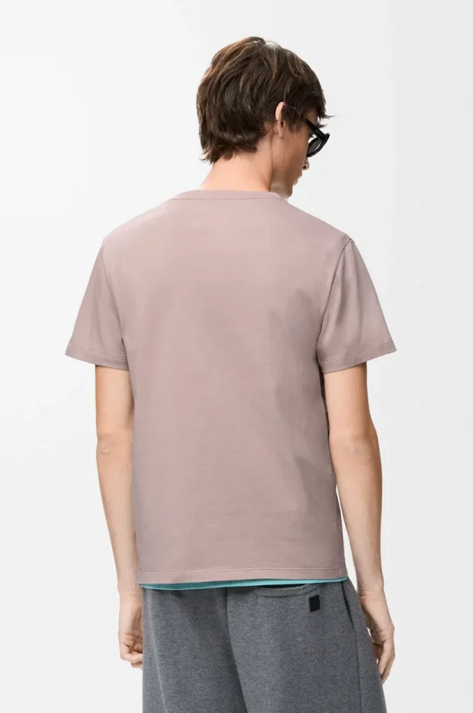 Camiseta de corte recto en algodón rosa claro Camiseta de corte recto en algodón rosa claro