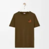 Camiseta de corte recto en algodón verde caqui Camiseta de corte recto en algodón verde caqui
