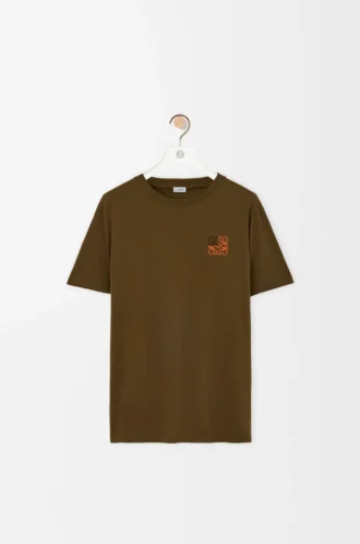 Camiseta de corte recto en algodón verde caqui