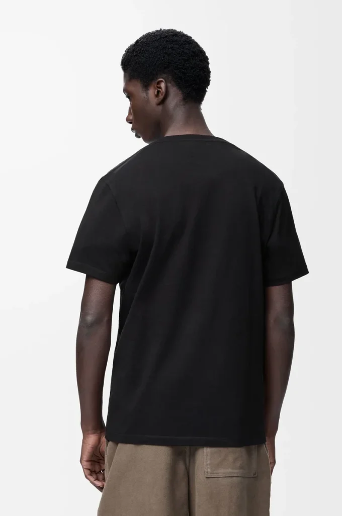 Camiseta de corte regular en algodón negro Camiseta de corte regular en algodón negro