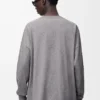 Camiseta de manga larga de algodón gris jaspeado Camiseta de manga larga de algodón gris jaspeado