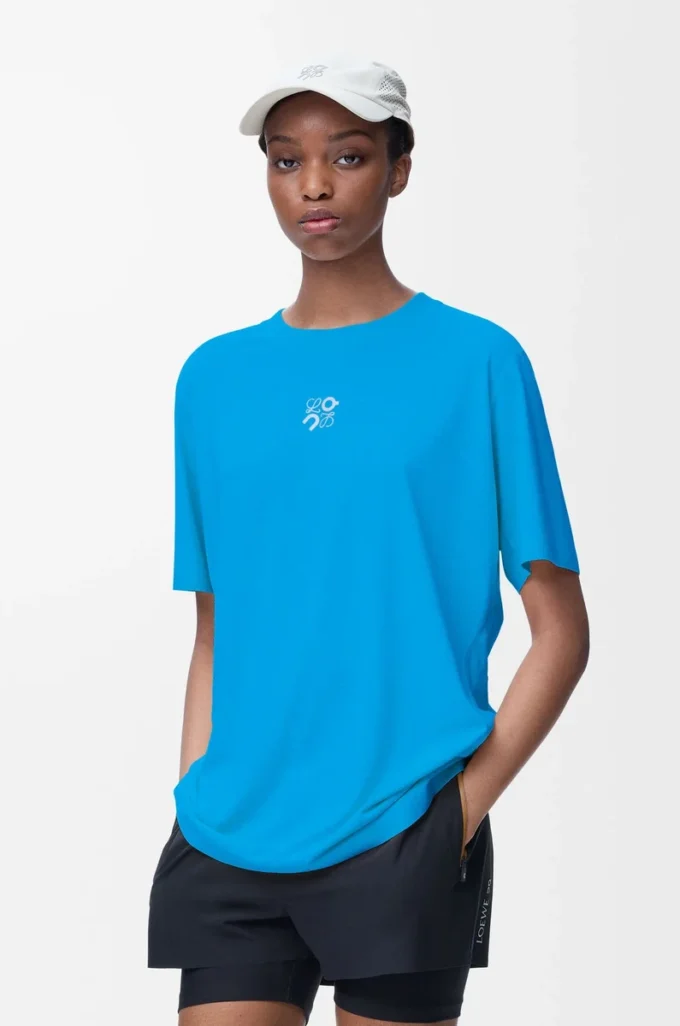 Camiseta deportiva en jersey técnico Azul