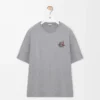 Camiseta holgada de algodón gris jaspeado. Camiseta holgada de algodón gris jaspeado.