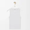Camiseta sin mangas con anagrama en viscosa elástica Blanca Camiseta sin mangas con anagrama en viscosa elástica Blanca