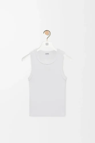 Camiseta sin mangas con anagrama en viscosa elástica Blanca Camiseta sin mangas con anagrama en viscosa elástica Blanca