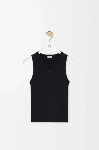 Camiseta sin mangas con anagrama en viscosa elástica negra