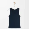 Camiseta sin mangas de seda azul marino intenso Camiseta sin mangas de seda azul marino intenso