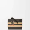 Cartera compacta Futurist Cat en piel de becerro clásica, color marrón oscuro/naranja Cartera compacta Futurist Cat en piel de becerro clásica, color marrón oscuro/naranja