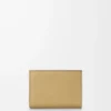 Cartera compacta horizontal de piel de becerro napa Sparkling Grey/Butter