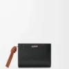 Cartera compacta Knot en piel de becerro napa brillante, color negro/ardilla Cartera compacta Knot en piel de becerro napa brillante, color negro/ardilla