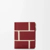 Cartera compacta y delgada en piel de becerro clásica rojo quemado