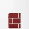 Cartera compacta y delgada en piel de becerro clásica rojo quemado