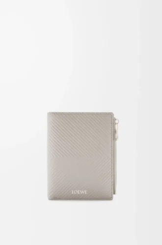 Cartera compacta y delgada en piel de becerro clásica texturizada gris concha