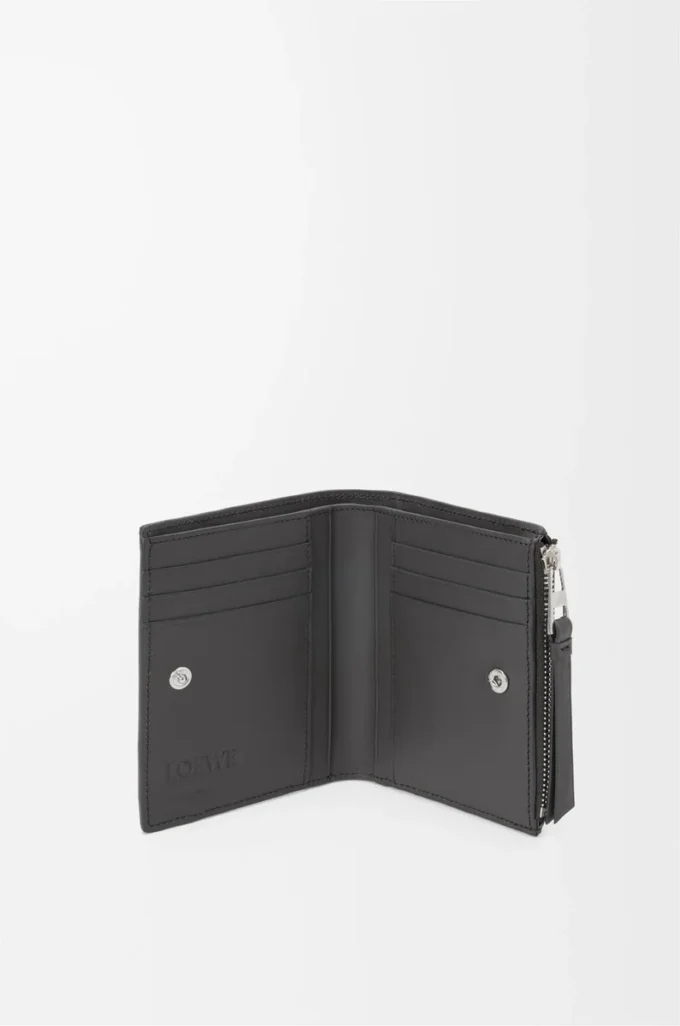 Cartera compacta y delgada Puzzle en piel de becerro clásica Gris asfalto/Azul tormenta