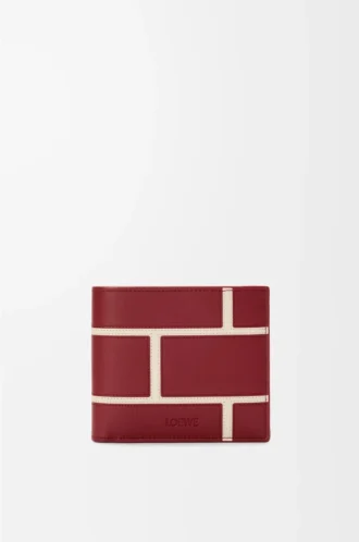 Cartera doble en piel de becerro clásica rojo quemado