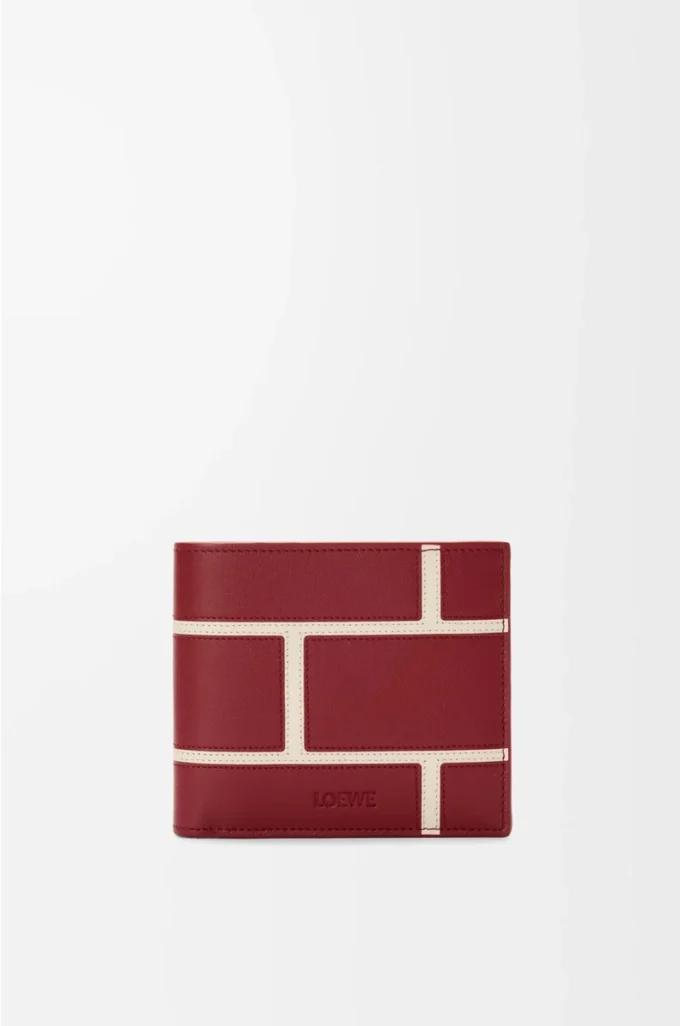 Cartera doble en piel de becerro clásica rojo quemado Cartera doble en piel de becerro clásica rojo quemado