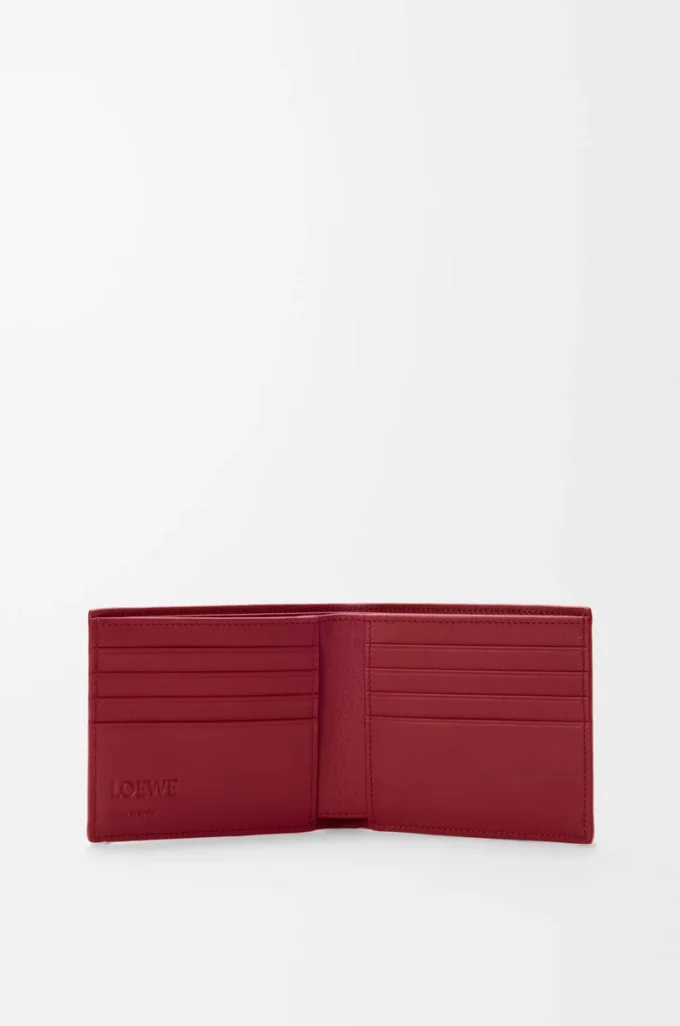 Cartera doble en piel de becerro clásica rojo quemado Cartera doble en piel de becerro clásica rojo quemado