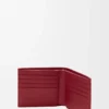 Cartera doble en piel de becerro clásica rojo quemado Cartera doble en piel de becerro clásica rojo quemado
