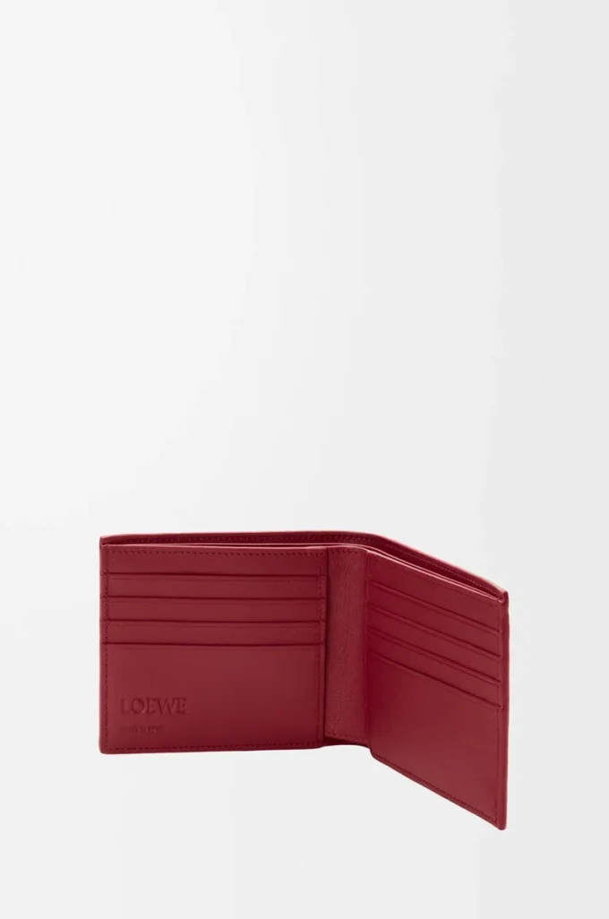Cartera doble en piel de becerro clásica rojo quemado Cartera doble en piel de becerro clásica rojo quemado