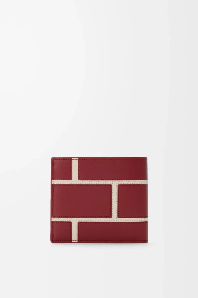Cartera doble en piel de becerro clásica rojo quemado Cartera doble en piel de becerro clásica rojo quemado