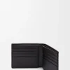 Cartera doble en piel de becerro clásica texturizada, color negro Cartera doble en piel de becerro clásica texturizada, color negro