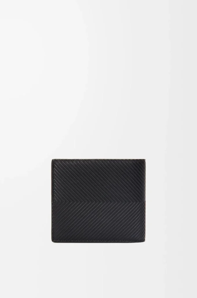 Cartera doble en piel de becerro clásica texturizada, color negro Cartera doble en piel de becerro clásica texturizada, color negro