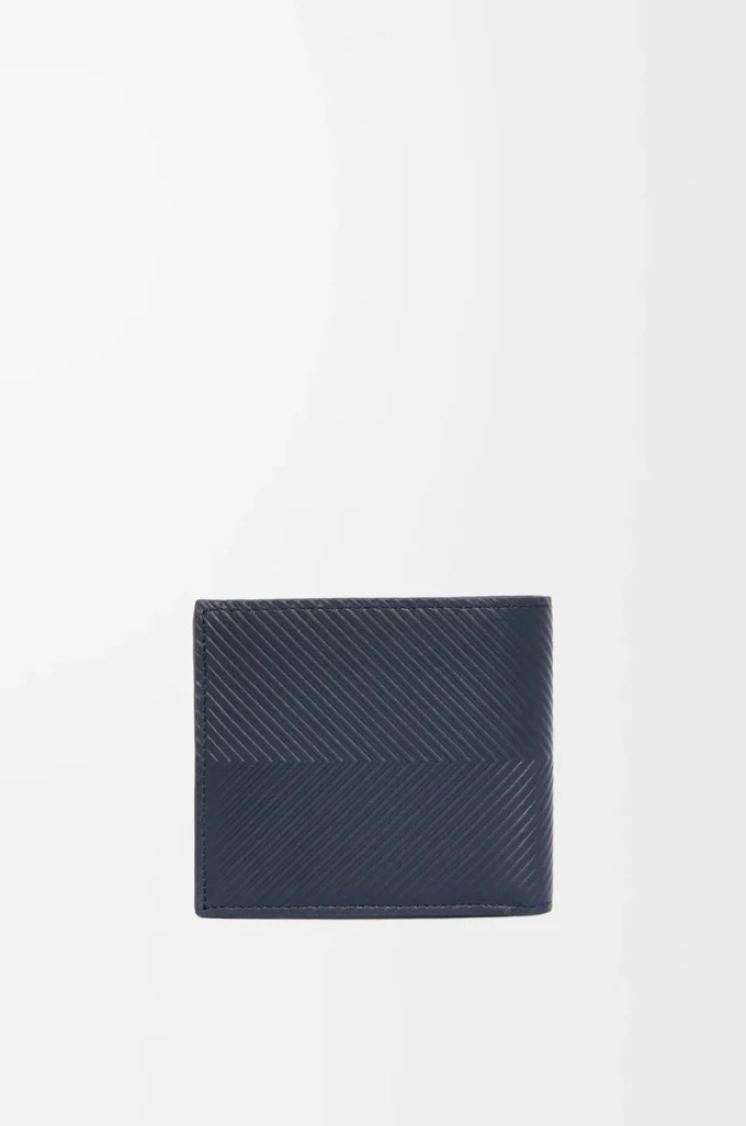 Cartera doble en piel de becerro clásica texturizada Deep Navy Cartera doble en piel de becerro clásica texturizada Deep Navy