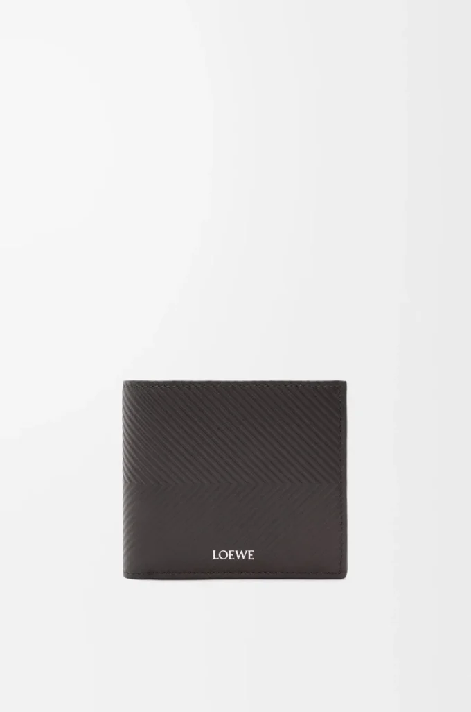 Cartera doble en piel de becerro clásica texturizada Gris oscuro Cartera doble en piel de becerro clásica texturizada Gris oscuro