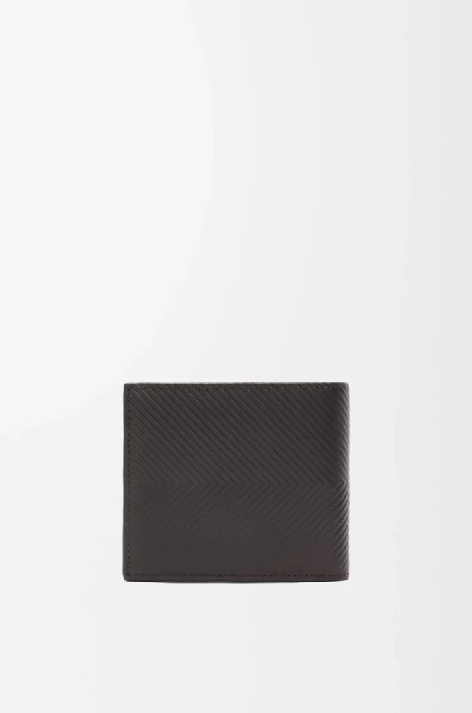 Cartera doble en piel de becerro clásica texturizada Gris oscuro Cartera doble en piel de becerro clásica texturizada Gris oscuro