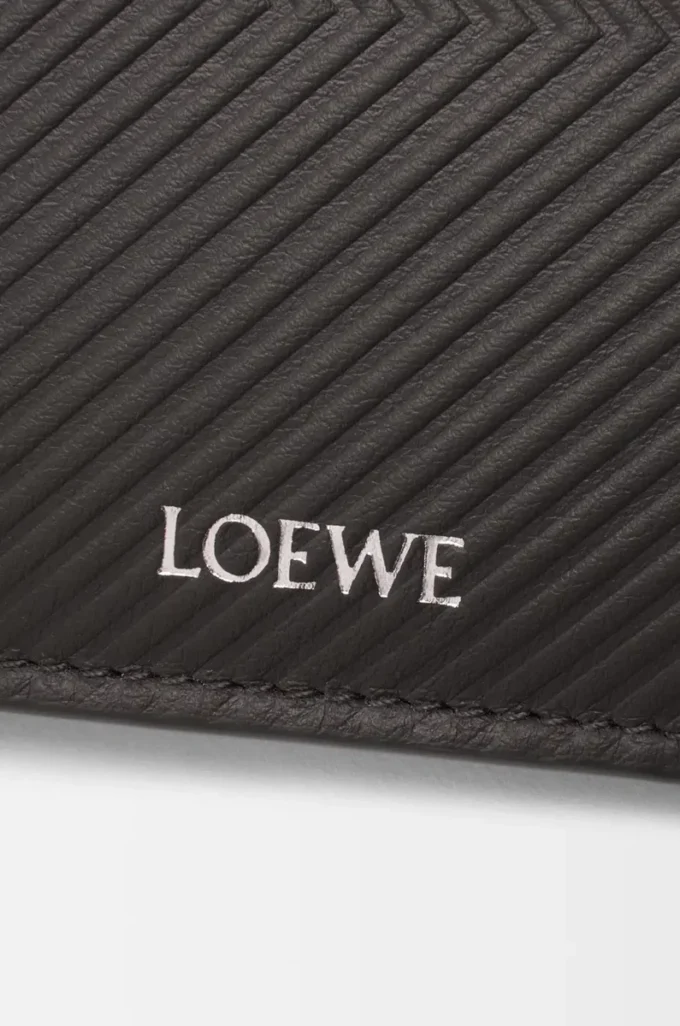Cartera doble en piel de becerro clásica texturizada Gris oscuro Cartera doble en piel de becerro clásica texturizada Gris oscuro