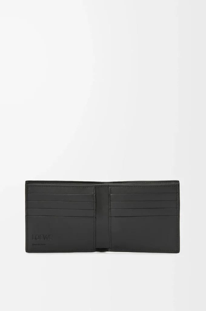 Cartera doble en piel de becerro granulada suave color antracita Cartera doble en piel de becerro granulada suave color antracita