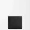 Cartera doble en piel de becerro granulada suave Negro