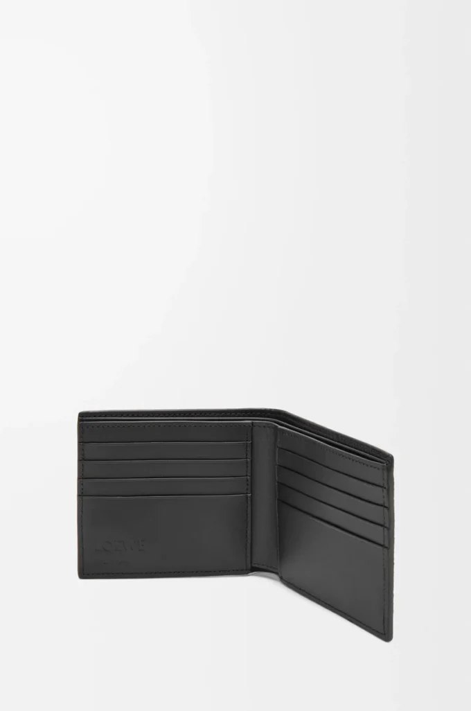 Cartera doble en piel de becerro granulada suave Negro