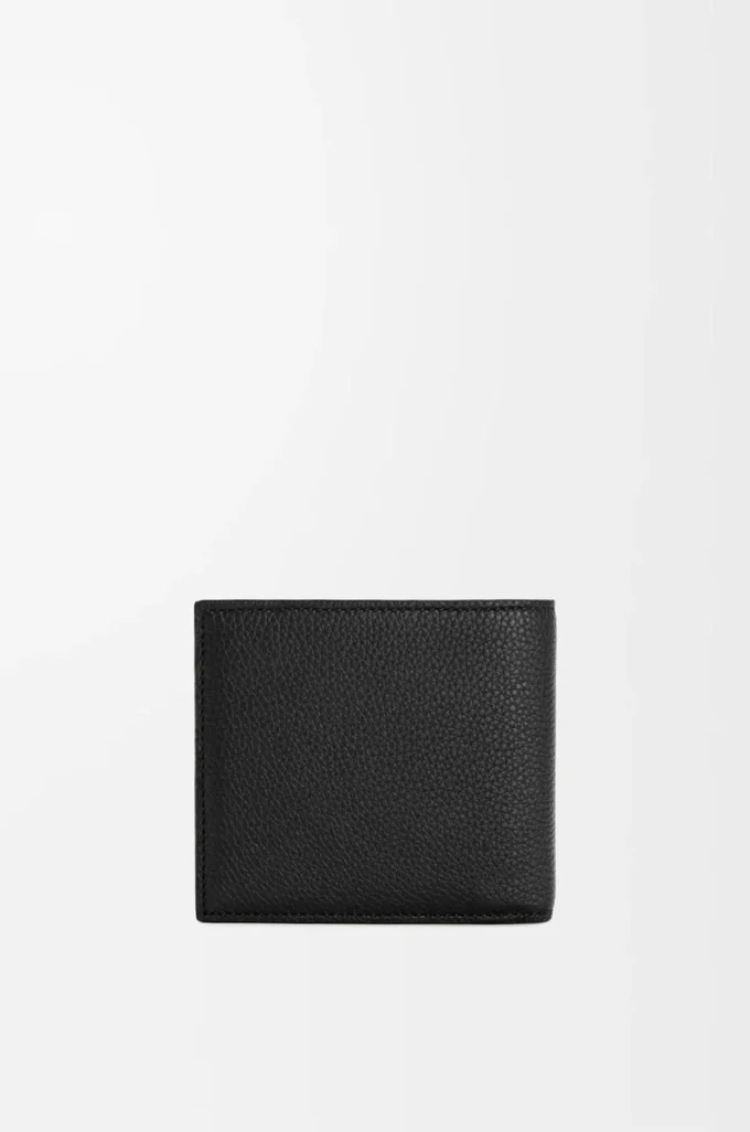 Cartera doble en piel de becerro granulada suave Negro