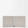 Cartera doble en piel de becerro satinada gris concha