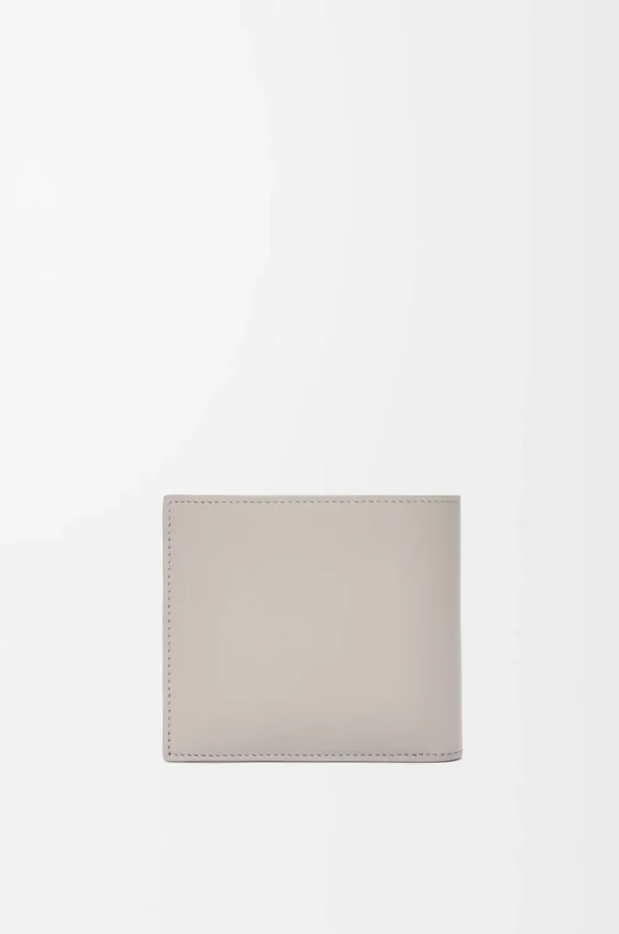 Cartera doble en piel de becerro satinada gris concha
