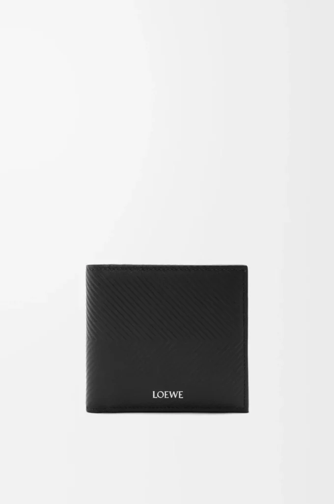 Cartera doble para monedas en piel de becerro clásica texturizada, color negro. Cartera doble para monedas en piel de becerro clásica texturizada, color negro.