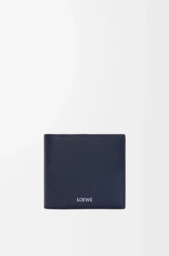 Cartera doble para monedas en piel de becerro clásica texturizada Deep Navy