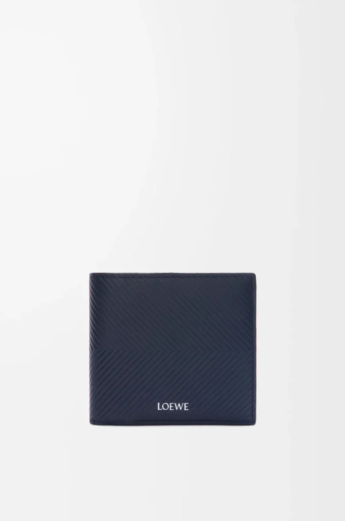 Cartera doble para monedas en piel de becerro clásica texturizada Deep Navy Cartera doble para monedas en piel de becerro clásica texturizada Deep Navy