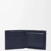 Cartera doble para monedas en piel de becerro clásica texturizada Deep Navy Cartera doble para monedas en piel de becerro clásica texturizada Deep Navy
