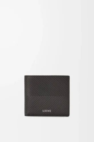 Cartera doble para monedas en piel de becerro clásica texturizada, gris oscuro