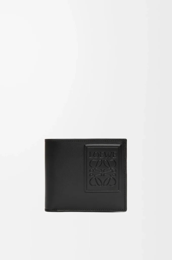 Cartera doble para monedas en piel de becerro satinada negra Cartera doble para monedas en piel de becerro satinada negra