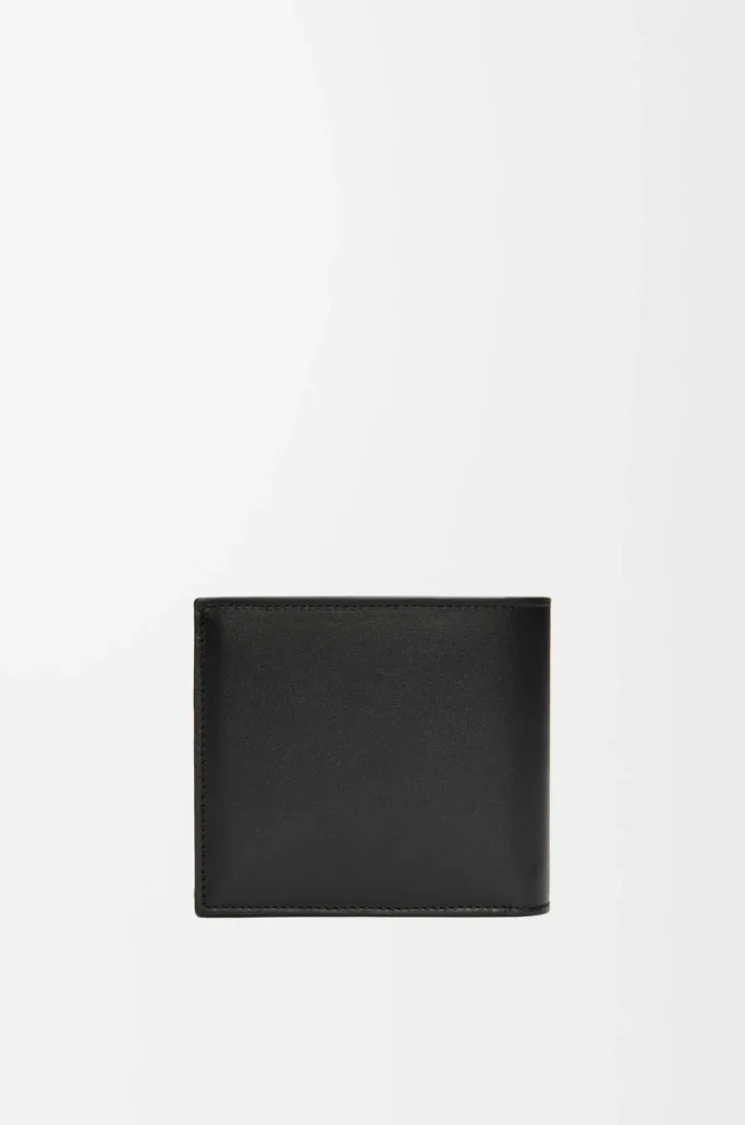 Cartera doble para monedas en piel de becerro satinada negra Cartera doble para monedas en piel de becerro satinada negra