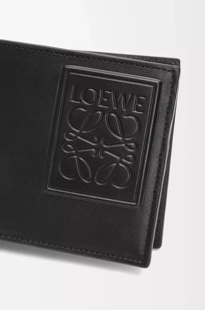 Cartera doble para monedas en piel de becerro satinada negra Cartera doble para monedas en piel de becerro satinada negra
